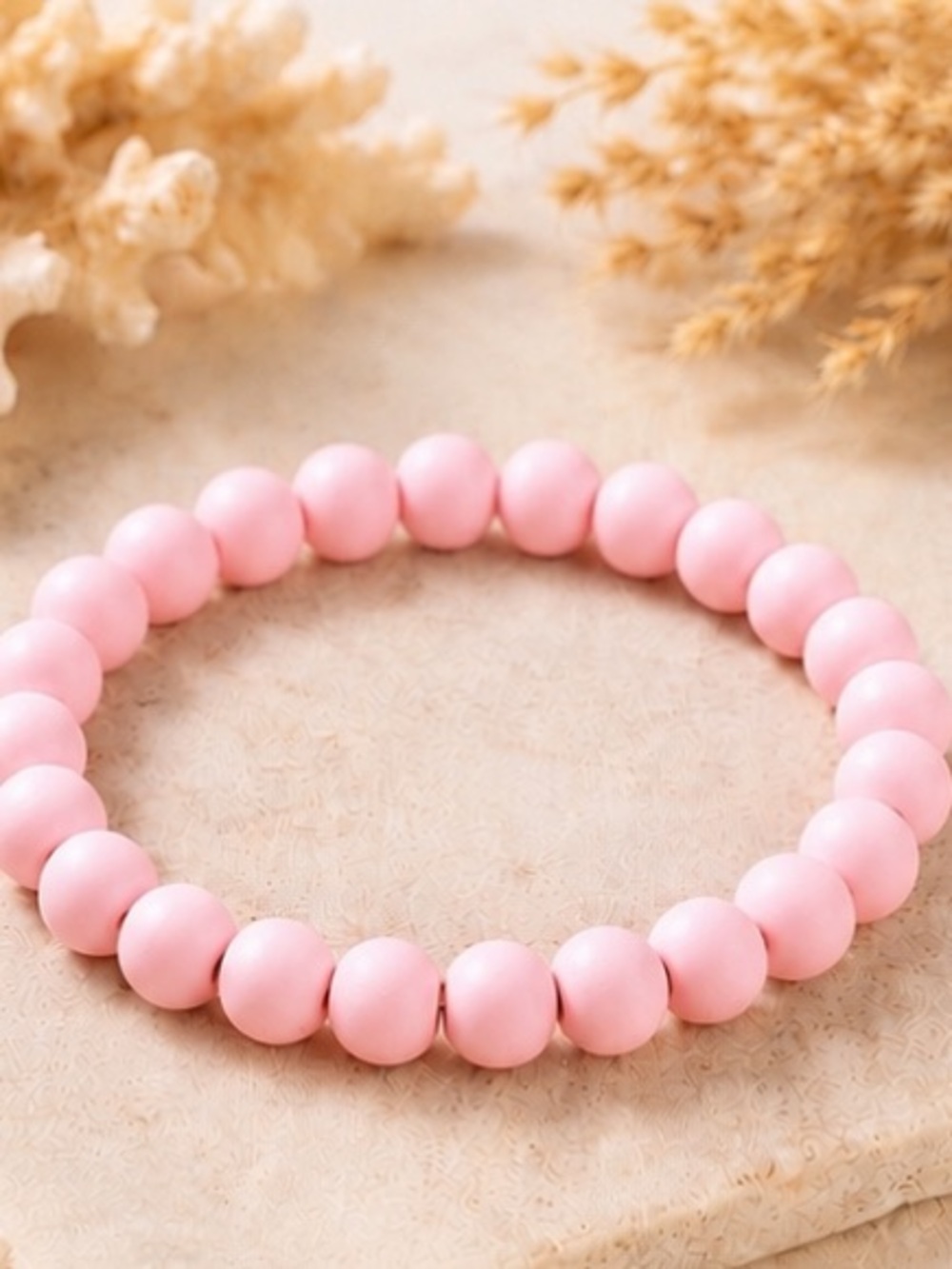 Pink Matte Beaded Stretch Bracelet | Feminine Stackable Bracelet